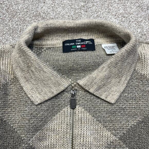 The Italian sweater co. Mens quarter zip pullover sz large knit wool blend Italy - Picture 7 of 12